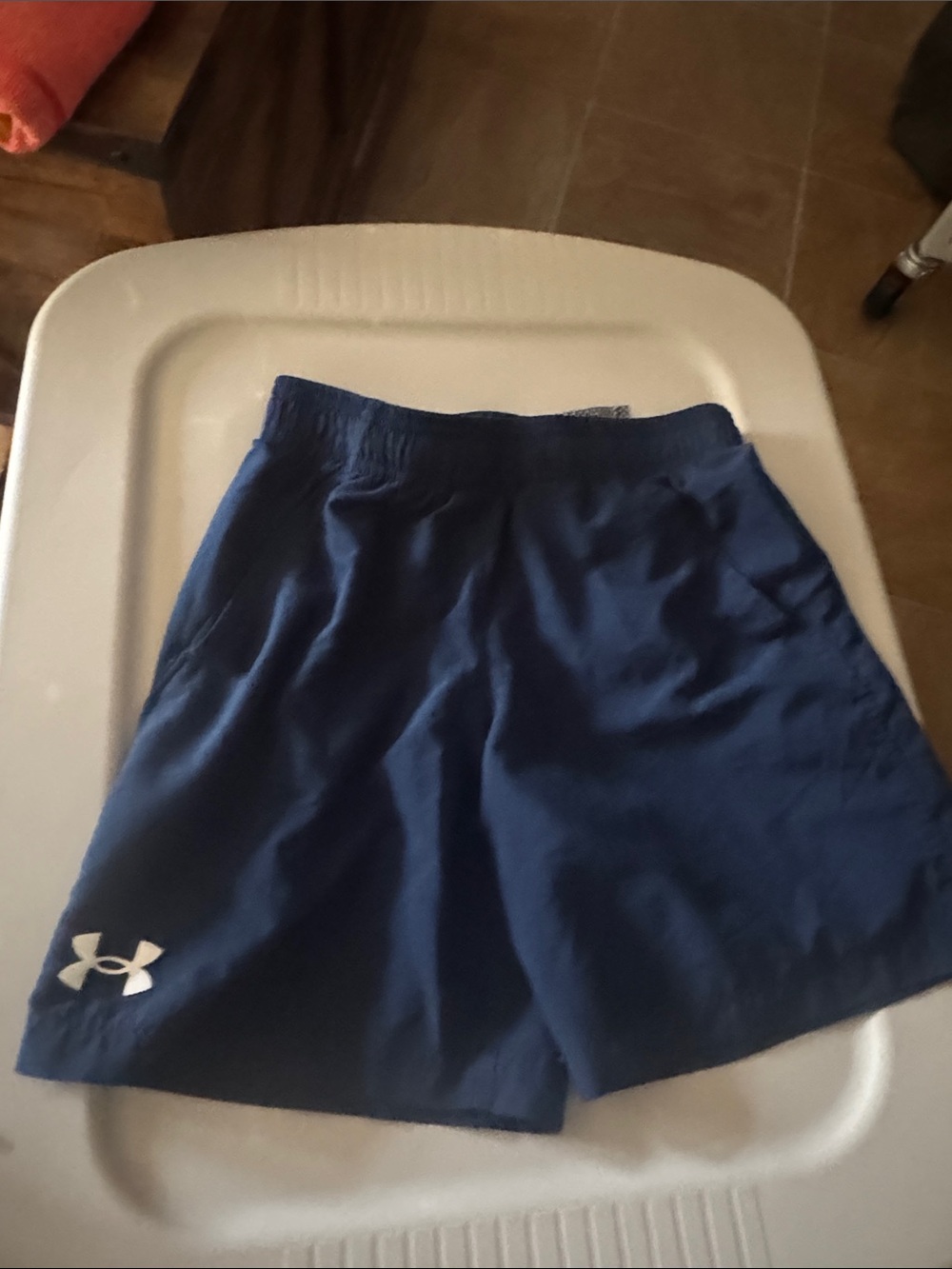 Under Armour Navy Athletic Shorts with White Logo